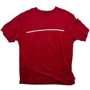 Men's VTG Y2K Nautica Competition Red T-Shirt USA Casual Fit SZ 2XL 100% Cotton